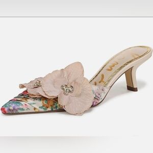 Sam Edelman Floral Heels with Pink and Cream Accents